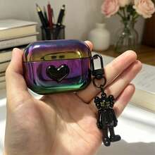 Ốp tai nghe Bluetooth Apple thế hệ thứ 2 và thứ 4, thiết kế tối giản/cổ điển, họa tiết chấm bi đen trắng, bề mặt bóng, tương thích với các sản phẩm này. - Ánh sáng đen - Xem 3