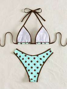 Set de 2 bikinis sexy y de moda en negro y blanco para mujer, ropa de playa de verano para vacaciones - verde menta - Ver 2