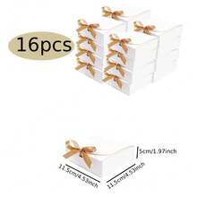 1pc/8Pcs/16Pcs White Gift Boxes With Gold Ribbon, 3 Sizes (3.15/7.8/10.62Inch) Bridesmaid Proposal Box, Ideal For Wedding, Birthday, Christmas, Valentine's Day, Bridal Shower & Party Decor Gift Packaging - View 11