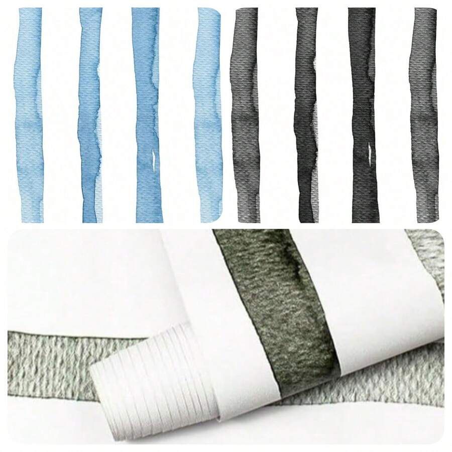 1 Roll Light Bottom Ink Gradient Vertical Stripe Self-Adhesive Wallpaper For Desk, Drawer, Kitchen Corner, Waterproof, Stain-Resistant, Soft Decor Sticker 17.7inX39.3/118.1/196.8/393.7in
