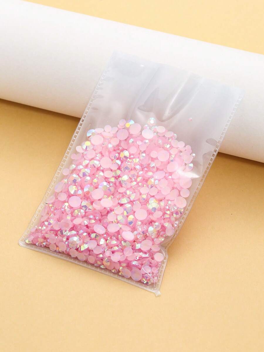 2MM-6MM 混尺寸 2000顆/包 圓形平底樹脂水鑽果凍糖 AB色亮面亮片 DIY 寶石貼紙,適用於衣物、包包、鞋子、馬克杯、瓶子、保溫杯、手機、DIY配件 - 粉紅色42 - 查看 1