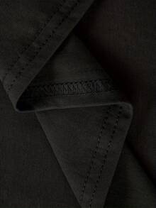 Camiseta manga corta cuello redondo 100% algodón, estampado trendy, tejido ligero y ventilado, estilo moda casual, apta para vida diaria, salidas informales y citas en primavera, verano y otoño - Negro - Ver 5