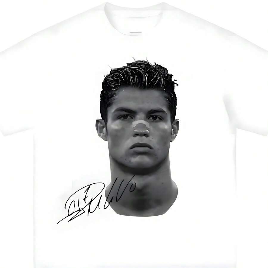 Camiseta CR7s vestido de día de San Valentín Ropa, Impresión de patrones periféricos Marca de lujo de algodón puro Camiseta de manga corta para hombres y mujeres - Blanco - Ver 1