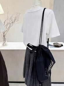 Camiseta Divertida "Six Seven" para el Día de San Valentín con Estampado de Lazo, Cuello Redondo Casual para Mujer, a la Moda para el Día de San Valentín y Uso Diario, Camiseta Fresca de Verano, Estilo Unisex. - Blanco - Ver 2