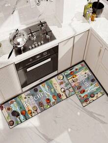 1/2pcs Modern Farmhouse Retro Seasoning Kitchen Mat, Anti-Fatigue, Non-Slip, With Buffer, Standing, Washable, Comfortable, Can Be Used As A Desk Or Kitchen Carpet. - Multicolor - View 8