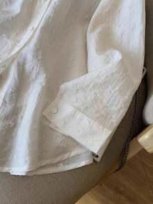 Camisa de mujer de manga larga con espalda descubierta y lazo, de estilo suelto y delgado, para primavera/verano - Blanco - Ver 5