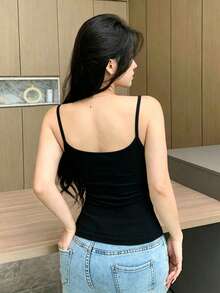 3pcs Women's Summer New Loose Sleeveless U-Neck Camisole, Undershirt Vest Top, Exposed Shoulder Sleeveless For Spring Summer Fall Layering - Solid Color Machine-Washable, Beachwear & Casual, Summer Tops, Tank Tops - 彩色 - 查看 9