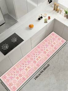 1 pezzo Tappetino da cucina in terra di diatomee rosa vintage con motivo floreale, patchwork a griglia rosa morbido, 3,5 mm tagliabile, assorbente e antiscivolo, tappetino decorativo per cucina, bagno, ingresso, soggiorno, corridoio, zerbino antiscivolo - Multicolore - Visualizzare 15
