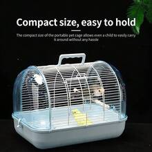 Portable Pet Carrier Cage For Parrots, Hamsters, Rabbits, Acrylic Transparent Travel Tote Bag, High-Quality Small Pet Carrying Case, Large/Small Size (Random Color) - Small Blue - View 4