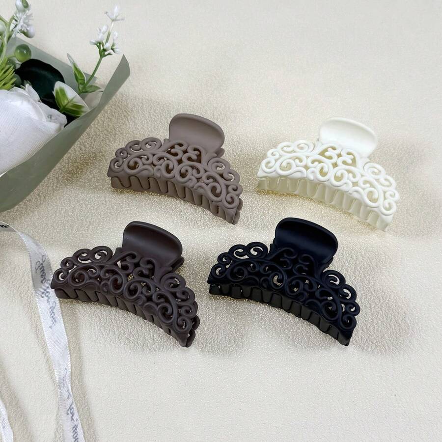 4pcs Hollow Hair Claw, Medium Size, Hair Accessories For Women, Autumn/Winter Claw Clips Hair Clips Hair Jaw Clip Hair Clamps Hair Clutch Hair Catcher Clip Fall Bows For Vacation Outfits Woman Summer Beach - Multicolor - View 1