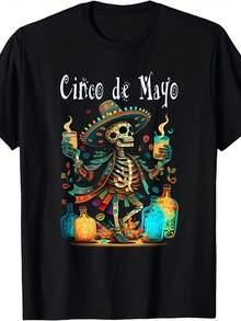 Camiseta unisex, estilo vintage para hombre, manga corta casual,blusas. Tela cómoda y versátil, ideal para fiestas, celebraciones y uso diario. Disponible en tallas S-2XL - Negro - Ver 2