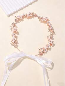 1pc Fairy Forest Resin Flower & Rhinestone Hairband, Elegant Bridal Headpiece For Outdoor Wedding, Dating, Vacation Photography, Prom Party Headband - Multicolor - View 10