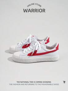 WARRIOR 1双女士系带休闲运动鞋，时尚百搭舒适轻便户外运动鞋，夏季新品 - 紅白色 - 查看 1