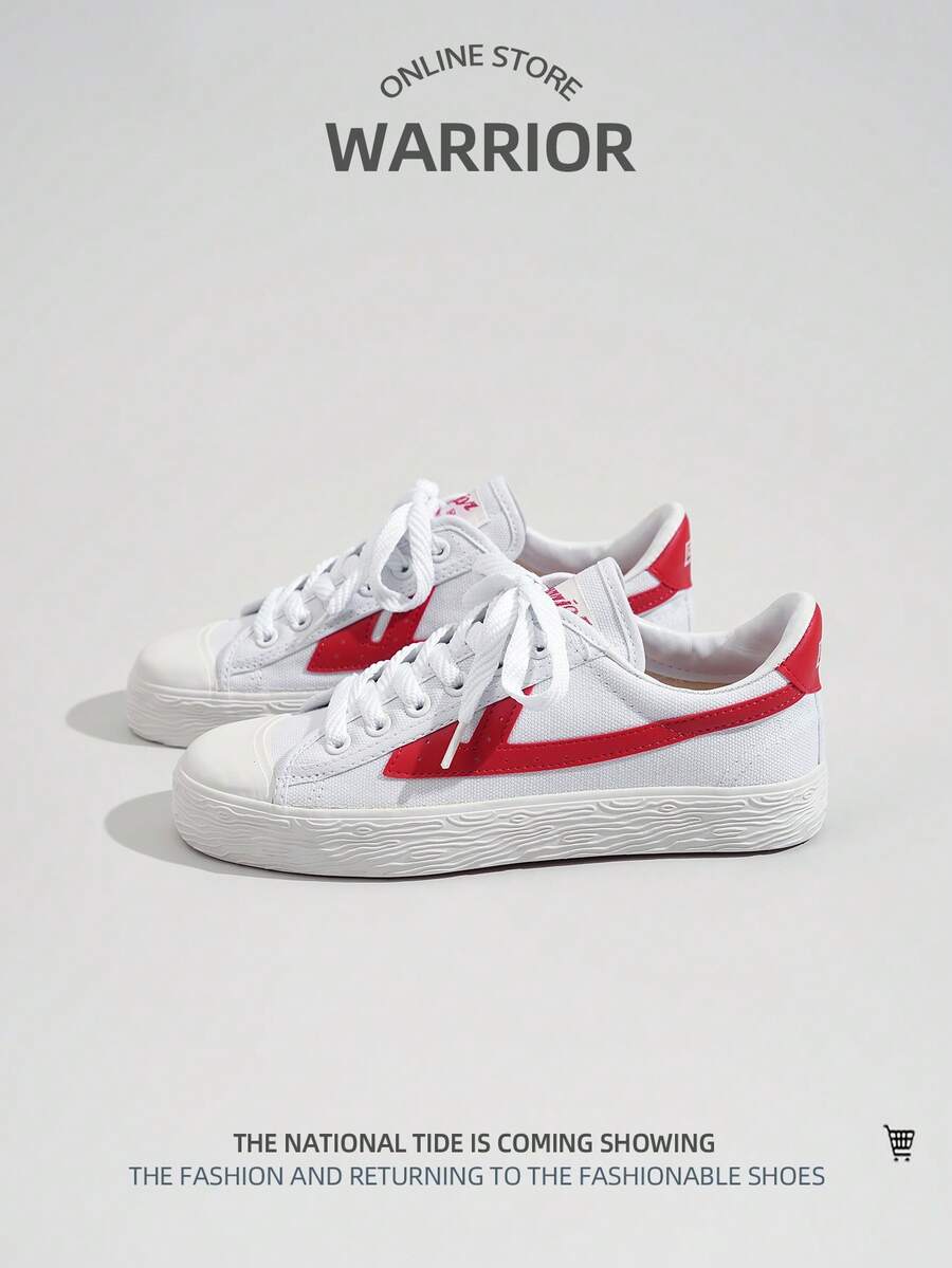 WARRIOR 1双女士系带休闲运动鞋,时尚百搭舒适轻便户外运动鞋,夏季新品 - 紅白色 - 查看 1