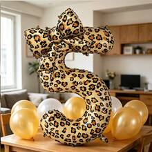 2pcs Large 40-Inch Leopard Print Number Balloons & 21-Inch Leopard Print Bow Foil Balloons, Suitable For Wedding, Birthday, Anniversary, Summer Party, Father's Day, Graduation Party Decoration, Indoor Room Decor - Leopard Print - View 15