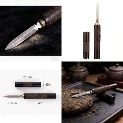 Black Sandalwood And Pear Wood Tea Knife Needle - Puer Tea Cake Tool For Breaking Tea Bricks