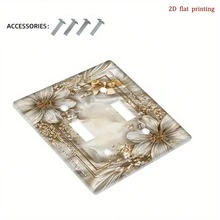 1pc Gold Flower & Bow Print Switch Panel Cover, 2D Printing On PC Material, Suitable For Bedroom/Kitchen Decoration - Multicolor - View 7