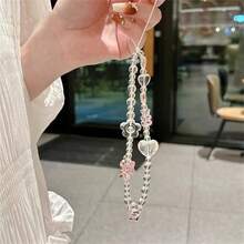 粉色蝴蝶结水晶小熊手机挂绳，手机壳挂饰，时尚串珠腕带，CCD相机DIY装饰链，钥匙扣吊坠 - 粉紅色小熊 - 查看 5