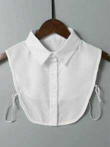 1pc White Chiffon Pointed Collar Dickey - White - View 4