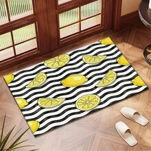 1pc Lemon Print Absorbent Mat/Drying Mat For Coffee Maker, Dishes - Polyester Absorbent Desktop Protective Mat With Rubber Anti-Slip Pad, For Kitchen Counter Decor, Home Bar And Dining Table - Multicolor - View 5