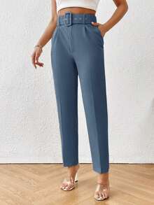 Pantalones entallados con cinturón - Niebla azul - Ver 6