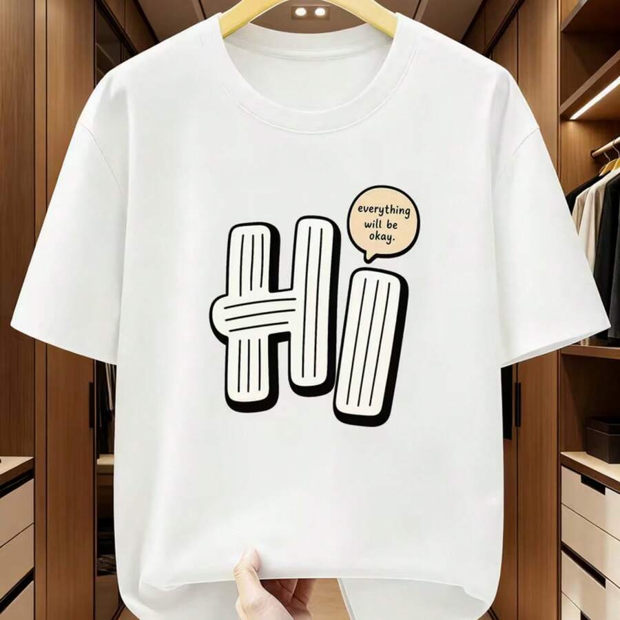 Printed T-Shirt For Men And Women - 白色 - 查看 1