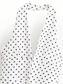 Polka Dot Halter Neck Top, Summer - Black and White - View 6