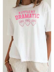 1 Pieza Camiseta de manga corta unisex holgada de 180g, cuello redondo, 100% algodón puro, diseñada por artistas Y2K al estilo Bababask, casual y versátil, con estampado de celebridades, ideal para estilo urbano, salidas diarias, campamentos, conciertos y eventos de hip-hop, rock y rap, perfecta para festivales, otoño y uso todo el año, oferta especial en tallas grandes para mujer - Blanco 2 - Ver 6