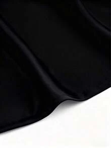 Blusa de manga larga de unicolor con diseño de encaje, blusa suelta y elegante casual para el trabajo y el uso diario, color negro, primavera - Negro - Ver 6