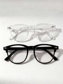 1/2/3pcs Lunettes rétro légères à verres transparents, monture complète unisexe pour ordinateur, jeux, télévision et port décontracté - Multicolore - Voir 17
