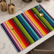1 pieza Mantel individual de lino, tapete para desayuno, posavasos de café, base para tazón, accesorio de cocina, fácil de limpiar, mantel para comedor, apto para hogar, restaurante, decoración de comedor, regalo de vacaciones, regalo para amigos, juego de múltiples piezas - Multicolor - Ver 9