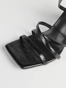 Giày sandal cao gót đế dày mũi vuông màu đen dành cho nữ, kiểu dáng tối giản, thoải mái, thích hợp cho các bữa tiệc hoặc các dịp thường ngày. - màu đen - Xem 4