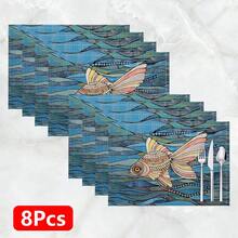 1pc/4pcs/6pcs Printed Linen Placemats, Suitable For Dining Table, All Season Decor, Modern Washable Table Mats, Home Decor, Coasters, Kitchen Dining Mats, Indoor Outdoor Party Decoration, Ideal Gift - Multicolor - View 14