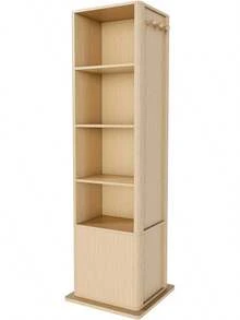 66" Jewelry Cabinet With A Full-Length Mirror, Standing Storage Cabinet With A Coat Rack, 2 Layers Of Built-In Shelves, Back 4 Layers Of Open Shelves, Oak - 白色 - 查看 8
