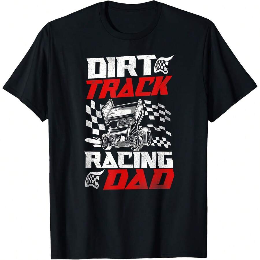 Dirt Track Racing Race Dad Sprint Car Vintage T-Shirt - Black - View 1