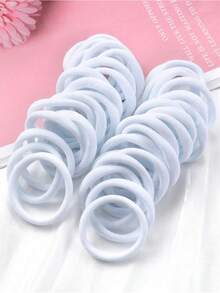 200/100/50/20pcs White Seamless Elastic Hair Ties, No Damage Hair Bands, Large Pack, High Elasticity Nylon Rubber Hair Ropes, Soft And Thick Hair Accessories For Women And Girls, Daily Sports, Yoga, School, Mother's Day, Birthday, Graduation Anniversary Gift - White - View 2