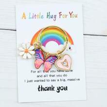 1pc/10pcs Charming Butterfly, Flower & Heart Shaped Key Chain, Comes With Thank You Card, Party Favor, Bag Pendant, Suitable As Backpack Hanging Decor, Car Key Chain, Birthday Gift, Novelty Keychain - Multicolor - View 6