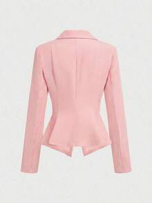 Set de 2 piezas Traje formal elegante de negocios: Blazer + Falda con abertura en el bajo - Rosa - Ver 7