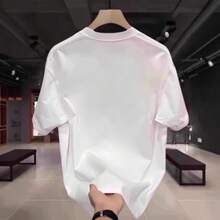 Tres elegantes camisetas de manga corta de verano para hombre, estilo americano, de algodón puro resistente, versátiles, holgadas, casuales, adecuadas para parejas. TQ3Q - 250 g de algodón puro - blanco - Ver 3