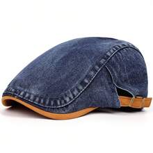 1 chiếc mũ lưỡi trai denim mài, mũ lưỡi trai kiểu Ivy cổ điển, mũ beret vành cong điều chỉnh được với vành tương phản. - A - Xem 15