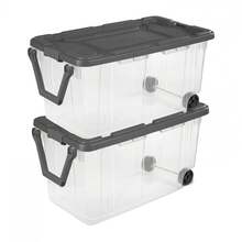 Sterilite Extra Large Storage Bin, 40 Gallon Wheeled Plastic Storage Container With Handle, Black, Pack Of 2, Industrial - Bộ 2 chiếc - Màu xám - Xem 9