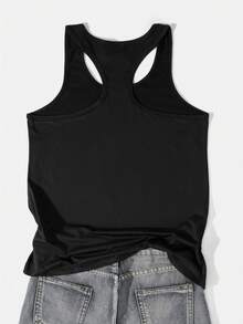 Disney Minnie Mouse "MAMA" Women's Racerback Tank Top - Cute Minnie Polka Dot Bow Print, Minnie-Themed "MAMA" Graphic With Flowers & Balloons, Casual Breathable Summer Tank For Mom, Disneyland Trip & Daily Outfit - màu đen - Xem 2