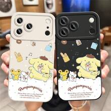 SANRIO スマホケース：サンリオスマホケース - プリン犬のハンドルスマホケース、キュートでコミックスタイルのクリエイティブなデザインのスマホケース、スキンフィールのフロスト加工スマホケース、 17、16 PRO、15 PLUS、14 PRO MAX、13、12、11に適応する、完全な保護でレンズを落ちるから守ります。 - ブラック - チェックする 6