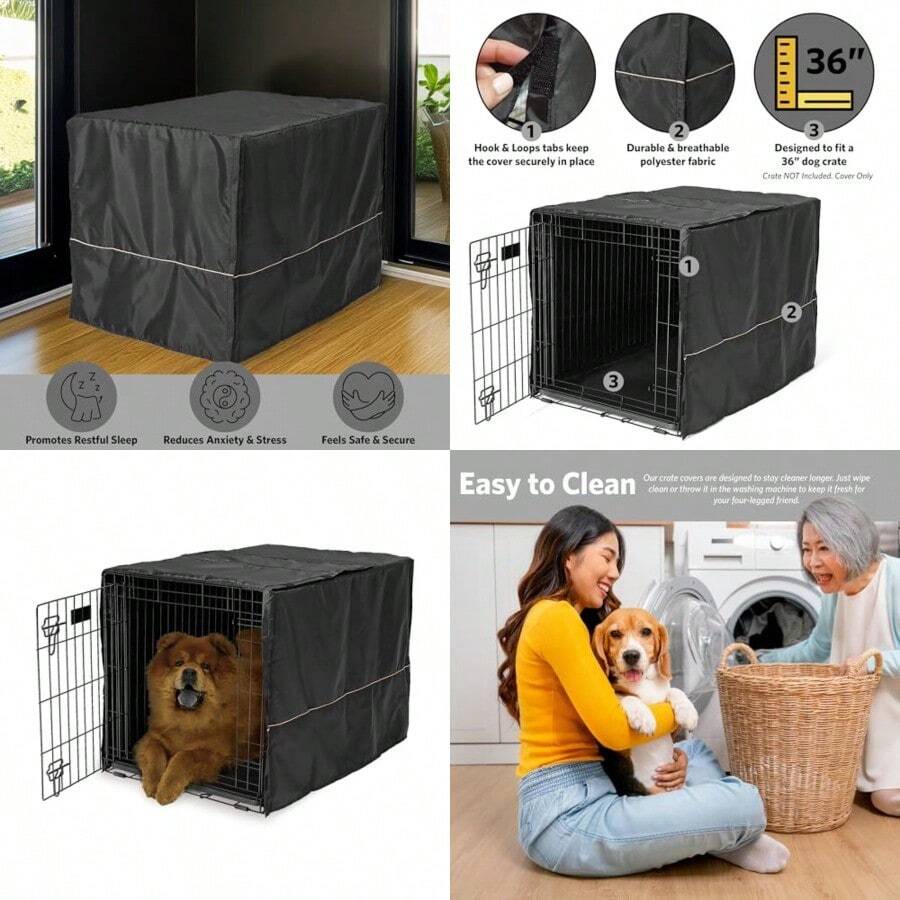 - Funda para jaula de perro, Negro, 91.44 cm - como en la foto - Ver 1