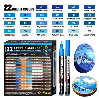Flysea 22-Color Set, Variety Of Colored Drawing Pens, Acrylic Marker Pens With Liquid Ink, 22 Skin Tones + 22 Macaron Color Series, Green, Yellow, Dopamine, Blue Color Systems, Painting, Coloring, Professional Drawing Tools, Holiday Gift For Halloween, Christmas, Easter