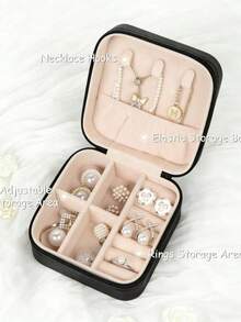 Personalized Jewelry Box, Initial Letter Jewelry Box, Customizable Letter, Multi-Function Jewelry Storage Box, Compact Jewelry Box, Cosmetic Storage Box, Travel Essentials, Rings, Necklaces, Earrings Jewelry Storage, Bridal Gift, Personalized Gift - Black - View 6