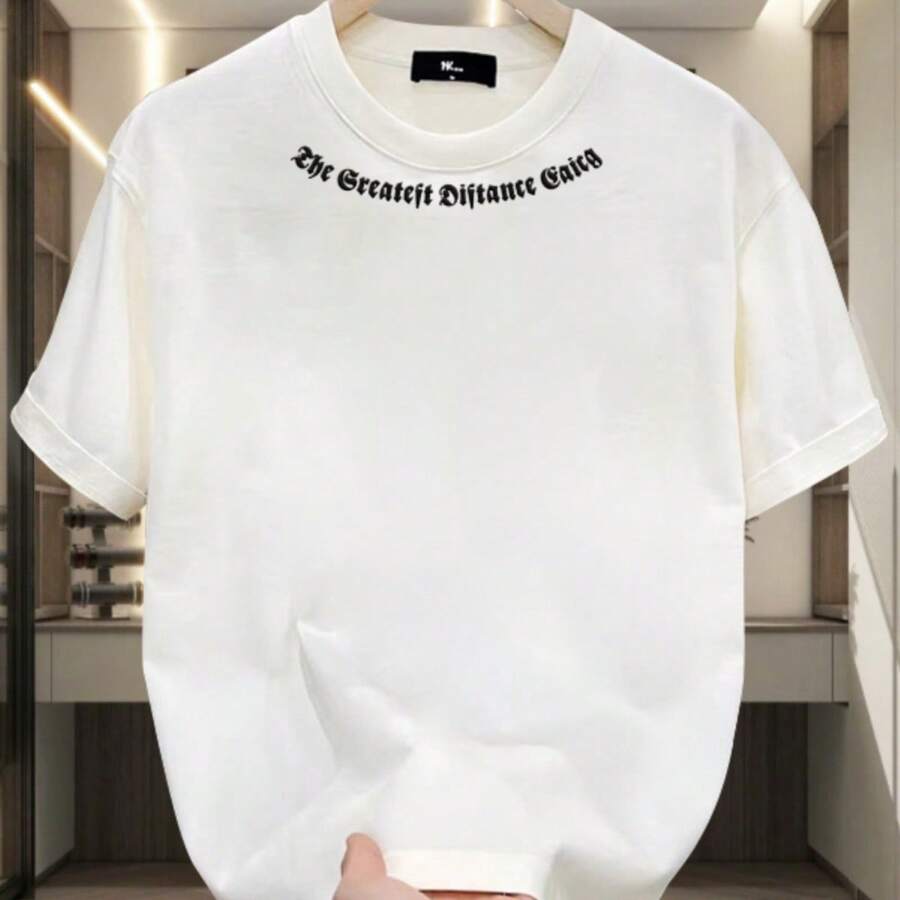 [10% Discount] Outlet Store: American Style Short Sleeve T-Shirt, Loose Fit, Round Neck - 白色 - 查看 1