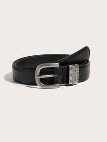 1pc Women's Retro Buckle Classic PU Embossed Waist Belt, Fashion Accessory, Suitable For Pants, Dresses, Daily Wear, Parties, Gatherings - Black - View 6