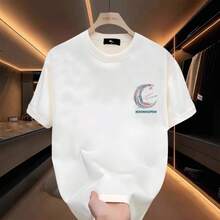 Camiseta de manga corta casual, holgada, unisex, de algodón puro, elegante y versátil, de la marca de moda para parejas de verano. 382X - 200 g de algodón puro - negro - Ver 3