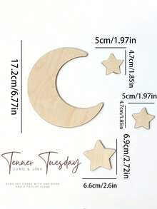1 Set Moon & Star Wall Stickers, Suitable For Decorating Children's Room, Bedroom Scenes. Ideal For Nursery Decor, Cozy Room Styling, And Baby Shower Parties. - Multicolor - View 2